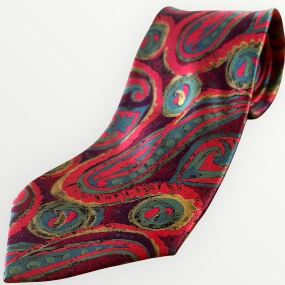 Vintage Architect 100% Silk Tie Pink Blue Green Paisley‎ Designer Ties Silk NWT